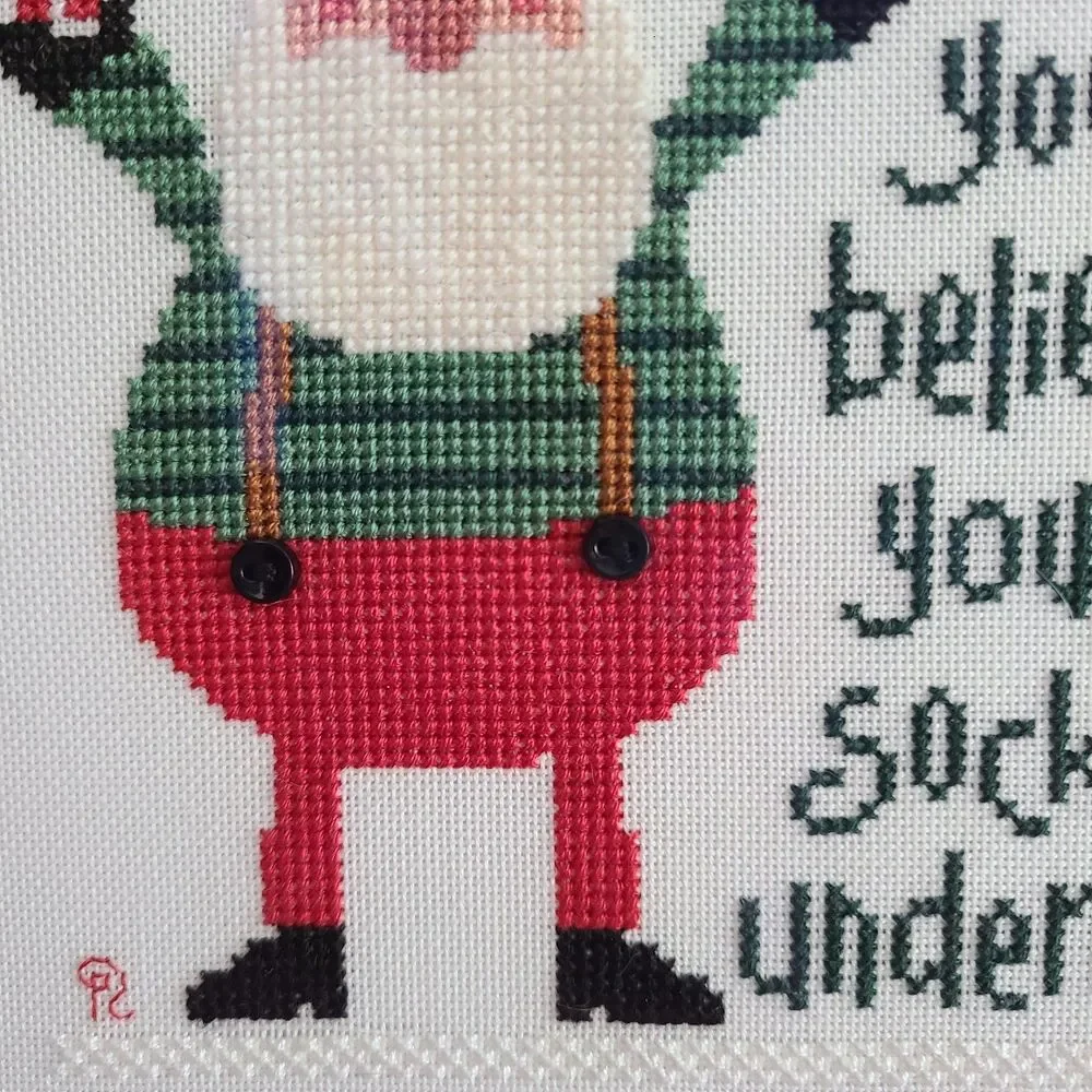 Santa Christmas Cross Stitch When You Stop Believing Humor Funny Wall Frame